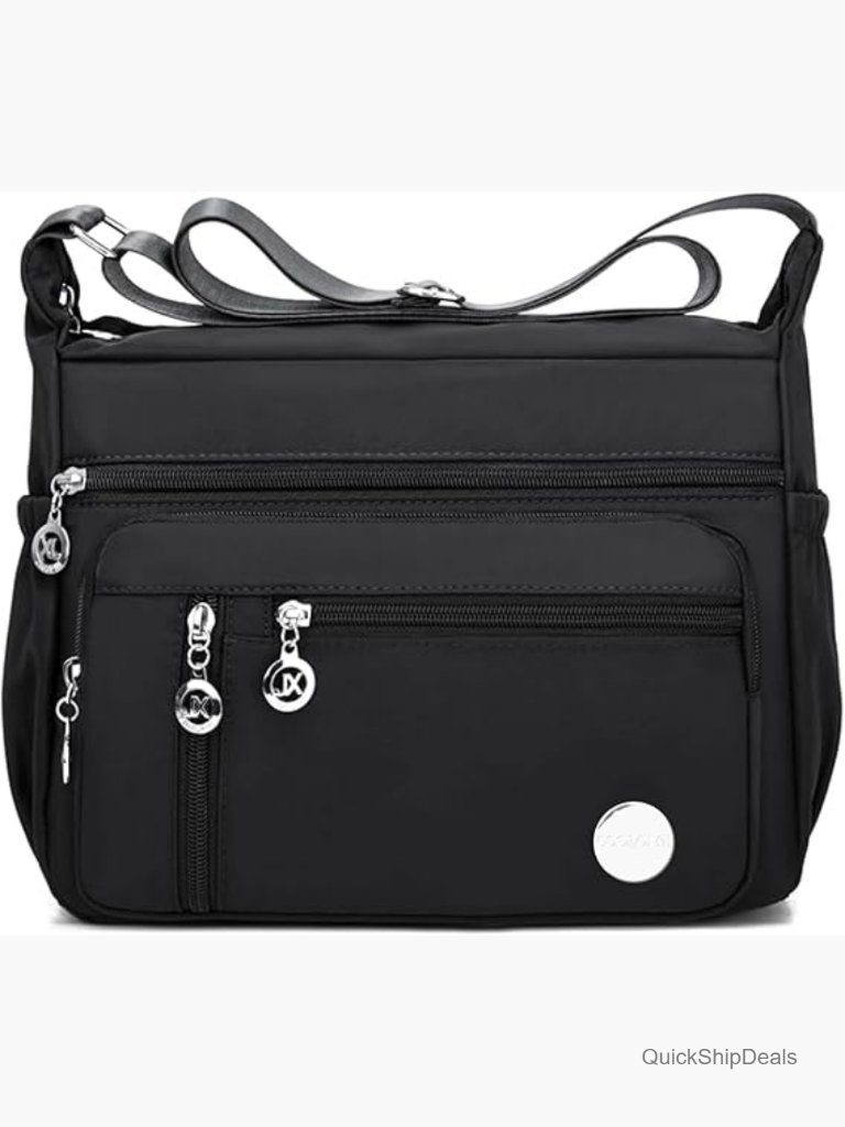 Waterproof Nylon Crossbody Bag With Multiple Pockets Tote Shoulder Handbag